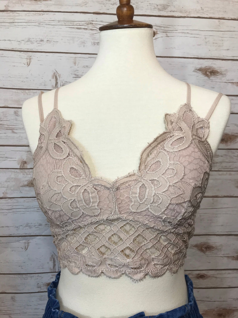 Give Me All the Romance Light Taupe Bralette - Elizabeth's Boutique 