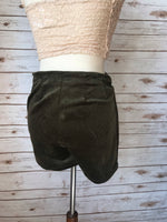 Side Button Up Wrap Corduroy Wrap Shorts- Olive - Elizabeth's Boutique 