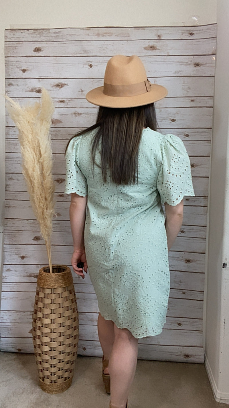 Faithful Love Eyelet Sage Dress Elizabeth's Boutique Faithful Love Eyelet Sage Dress Elizabeth's Boutique