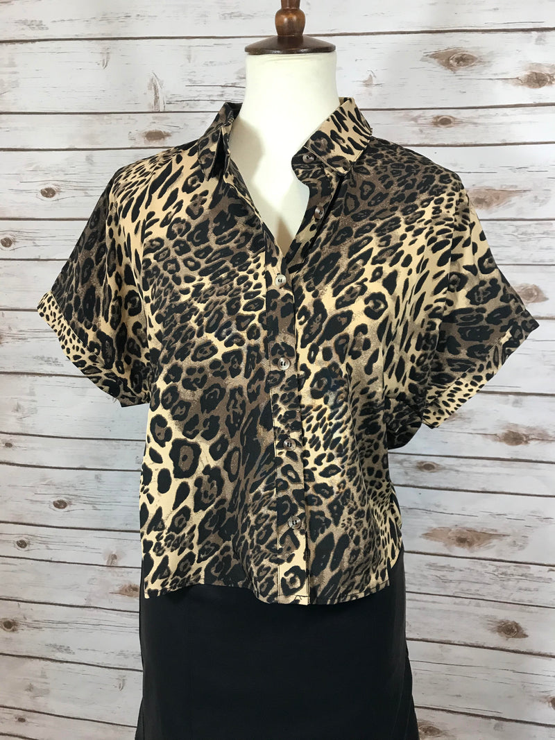 Leopard Print Button Up Top - Elizabeth's Boutique 