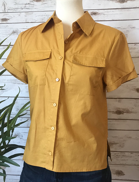 Mustard Button Shirt - Elizabeth's Boutique 